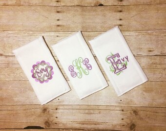 Burp cloth set, Purple Ivy Theme