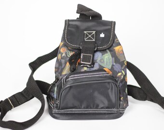 Vintage Black Mini Backpack Little Bag Kids Trash Grunge Goth Punk Alternative Boho Hippie Festival Hipster Party Trash Minibackpack Minibag