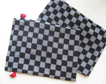 Kimono Kinchaku Pouch (Black & Gray)