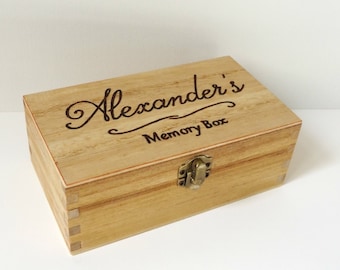 Personalised engraved wooden box - Memory Box - Keepsake box - Engraved Name box - Jewellery box - Wedding Gift - Anniversary - Baby Shower