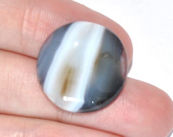 16.1cts Natural Black Banded Agate Cabochon, Natural Agate Stone Loose Stone, Banded Agate Gemstone Cabochon, Semi Precious Gemstone KN363
