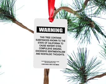 Funny California Warning Christmas Tree Ornament