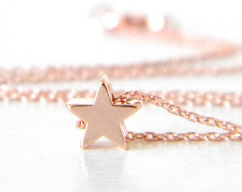 Star Choker, Rose Gold Star Necklace, Dainty Star Necklace, Tiny Star Necklace, Delicate Rose Gold Star Necklace