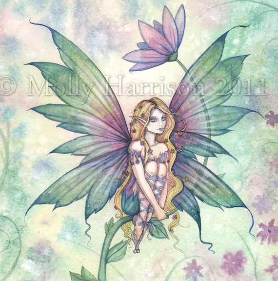 Mystic Garden Flower Fairy Fine Art Giclee Print Fantasy