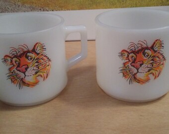 Lot Of 2 Vintage Fireking Oven Ware Esso Advertising Cups