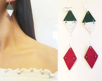 Leather sterling silver earrings