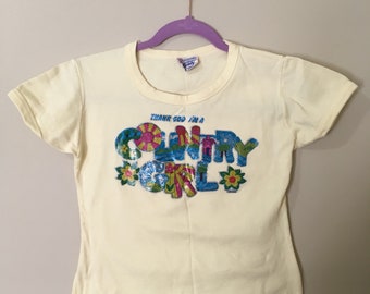 Vintage 1970s "Country Girl" crop top! Yellow and small!