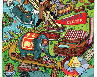 Brooklyn Elephants / by Aaron Meshon / Limited edition 13"x19" archival Giclee print