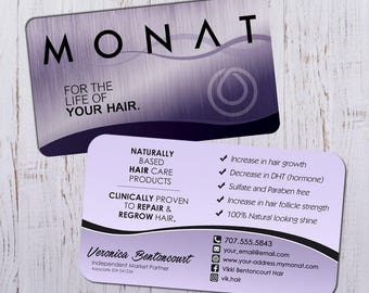 Monat Business Cards - Silver Purple Design with Purple Back - Durable 16pt - Rich Matte Finish -PRINTED and SHIPPED directly to YOU!