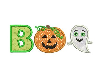 Boo Halloween Applique Machine Embroidery Design - Digital Embroidery File - Ghost applique - Pumpkin embroidery design - INSTANT DOWNLOAD