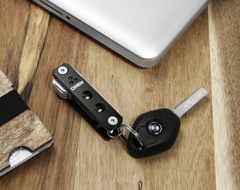 K-Addict Key Holder Organizer (Black Anodized) Man Stocking Stuffer Organizer minimalist Modern Gift New