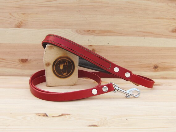 Red Dog Leash, Leather Dog Leash, Custom Lenght and Width, Custom Handmade Dog Leash, Dog Lead, Strong Dog Leash, Comfort Soft Dog Leash