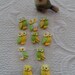 Set of 10 owls or owls yellow and green resin for decoration, scrapbooking, album, table, glass, miniature, collection