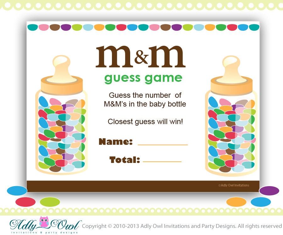 M \u0026 M\u002639;s Baby Shower Game Printable Fun Baby Shower Games