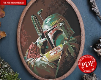 Star Wars Cross Stitch Pattern for Instant Download *P433 | Boba Fett Cross Stitch Pattern| Easy Cross Stitch| Counted Cross Stitch