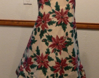 Poinsettia, Christmas Apron , Full Apron, Classy, Dressy, Formal or Casual