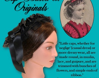 Victorian Black Civil War Lace Cap - Affordable Elegance