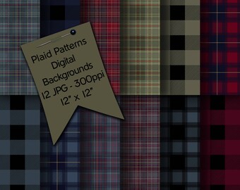 Buffalo Plaid Seamless Patterns | Plaid Patterns | Surface Patterns | Designer Resources | Digital Backgrounds | Plaid Seamless Art Patterns