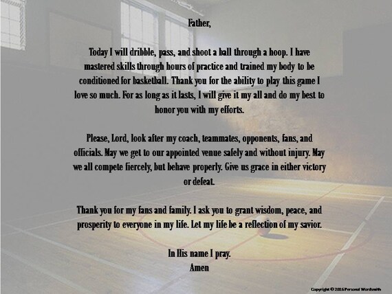 Basketball Prayer Digital Download Athlete's Prayer