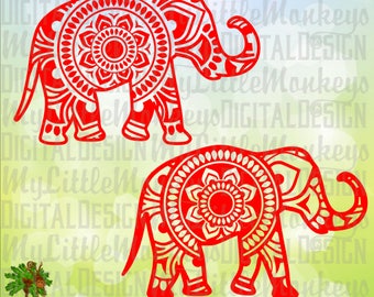 Elephant SVG, Mandala Svg, Elephant Mandala, Mandala Design, Elephant Mandala SVG, Commercial Use SVG, Cut File, Clipart eps, dxf, png