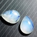 2 Pcs Pair Rainbow Moonstone cabochon rainbow flashy blue shine ,ring pendant making supplies, 11.60 Cts. (14x10x5)mm (B-62)