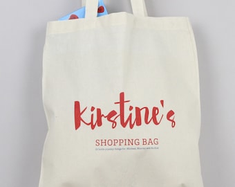 shopping bag, personalised, grocery bag, kids bag, book bag, market bag