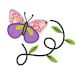 Butterfly flying over leaves Applique Machine Embroidery Digitized Design Pattern - Instant Download - 4x4 , 5x7, and 6x10 -hoops