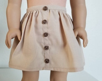Khaki Faux Button Down Skirt for American Girl Dolls by The Glam Doll