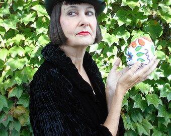 Black Liquid Velvet 1920's Opera Coat