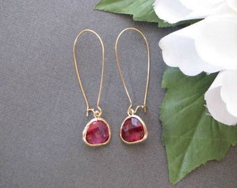 Ruby Earrings, Dainty Minimalist Earrings, Simple Minimal Earrings, Everyday Earrings, Bridesmaid Earrings, Minimalist Jewelry,Long Earrings