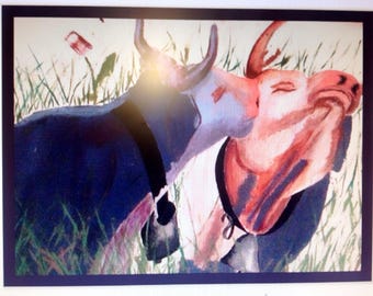 First Kiss purple cows in love