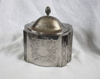 Vintage Silverplate Jewelry Vanity Box Red Velvet Lining