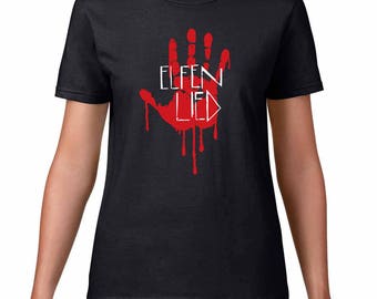 Elfen Lied logo and Lucy's bloody handprint womens T-shirt