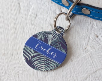 Personalised Tropical Leaf Pet ID Tag - Dog Name Identification
