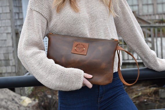 Brown Liquor Wristlet Clutch