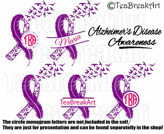 Download Alzheimer's Disease Awareness zentangle feather bird