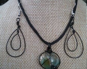 Fused Glass Necklace and Earring Set
