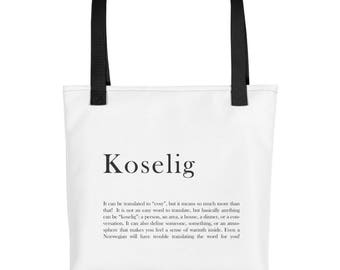 FREE SHIPPING** Koselig Tote bag - Norwegian Tote Bag - Norway - Norwegian Saying - Koselig - Bag from Norway - Norwegian Style