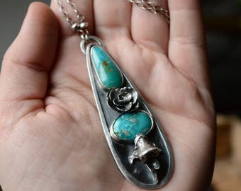 Kingman Turquoise Vertibrae Talisman Necklace