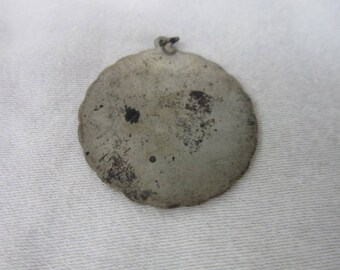 Antique Sterling Silver Disc Charm or Pendant