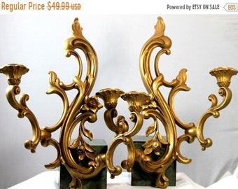 ON SALE NOW Vintage Syroco Gold Ornate Hollywood Regency Wall Sconces Candleabra