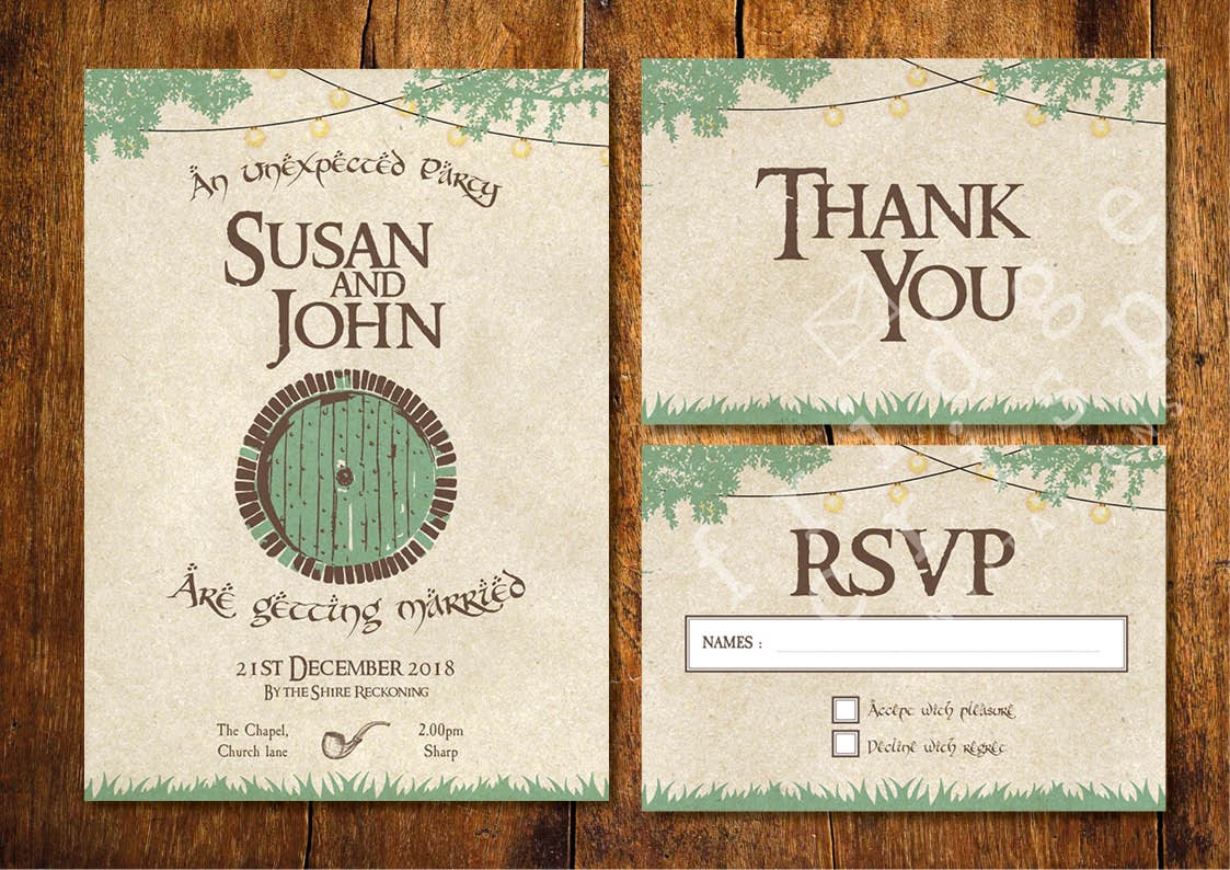 Hobbit style Wedding Invitation wedding Lord of the rings