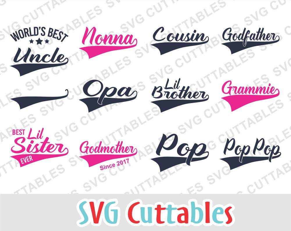 Download Family text tails svg Uncle Cousin Grammie Godfather Opa