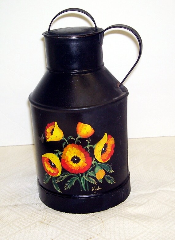 Antique Folk Art Milk Can Vintage Milk Can Toleware Folk Art