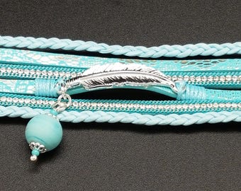 Bracelet with frosted Turquoise Murano glass bead.