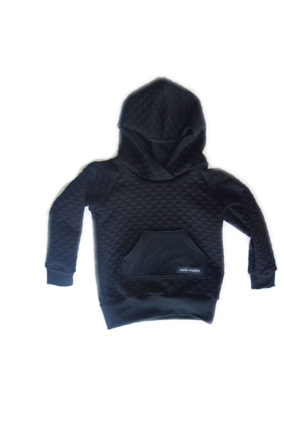 Black quilted hooded sweatshirt kids hoodie toddler hoodie