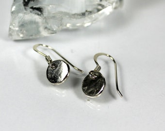 Asymmetrical Pebble Drop Earrings, Recycled Sterling Silver, Dangle Pebble Earrings, Dainty Pebble Earrings, Gift Ideas, Gifts For Her