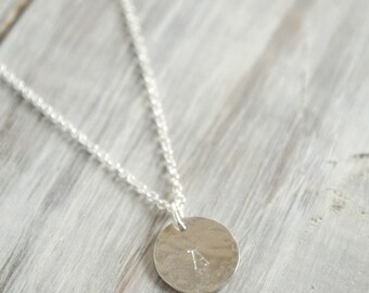 Sterling Silver Initial Disk Necklace