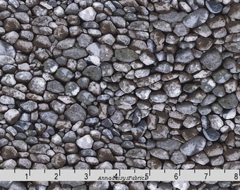 Rock Fabric, Timeless Treasures Nature C4981 Stone, River Rocks Landscape Fabric, Gravel Fabric, Landscape Quilt Fabric, Cotton