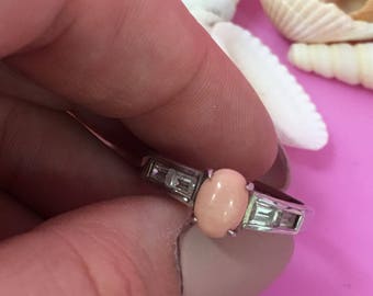 925 Peach Stone Ring L174